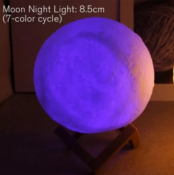 D5 Starry Moon Lamp 8Cm - LED Night Light with Stand, Perfect for Bedroom Decor and Gifts